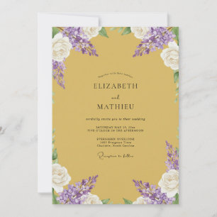 Mustard Lilac Painted Wedding Invitation
