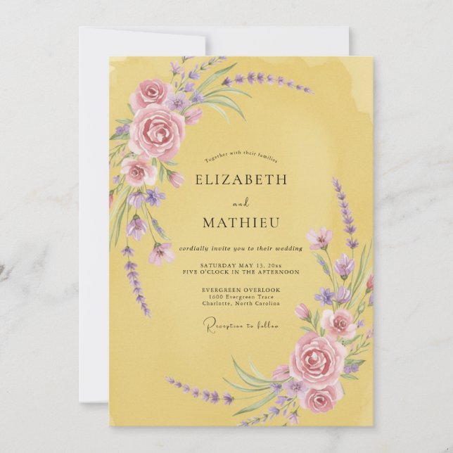 Mustard Lilac Vine Wedding Invitation (Front)