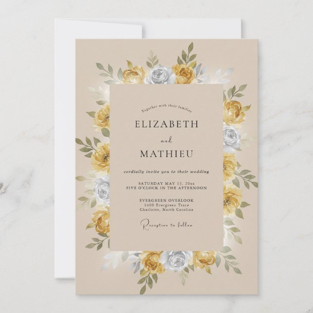 Mustard Lush Vintage Wedding Invitation (Front)