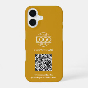Mustard Modern Business Logo & QR Code Promotional iPhone 16 Case