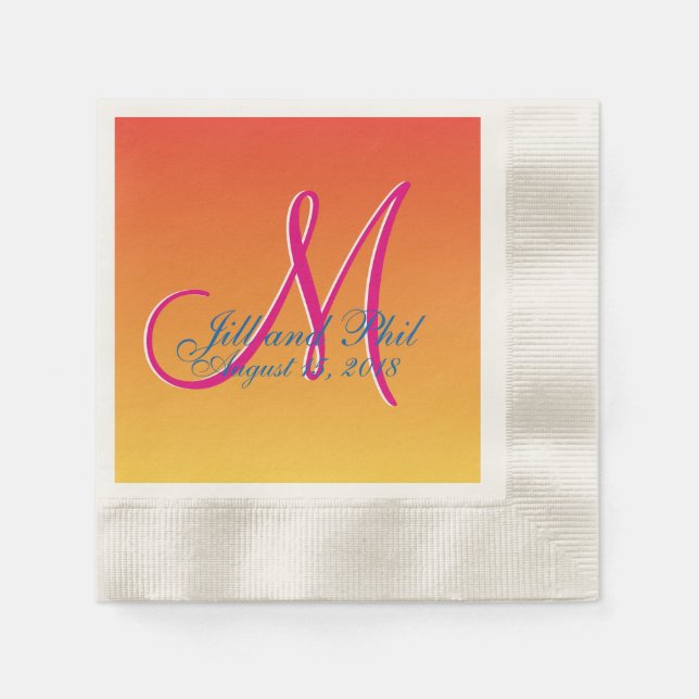 Mustard Monogram Sunset Napkin (Front)