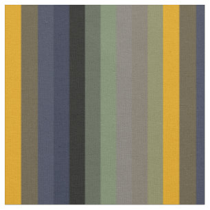 Mustard, Navy & Sage Vertical Stripes Fabric
