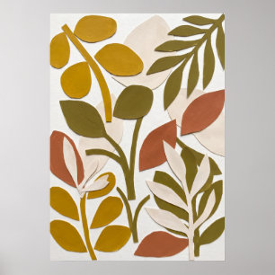 Mustard Olive Leaf Pattern Poster