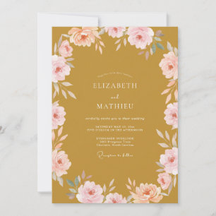 Mustard Petal Pink Petal Wedding Invitation