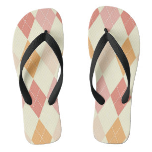 Mustard & Pink Argyle Flip Flops