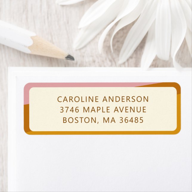 Mustard Pink Border Personalised Return Address (Insitu)