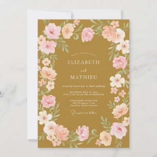 Mustard Pink Vine Wedding Invitation