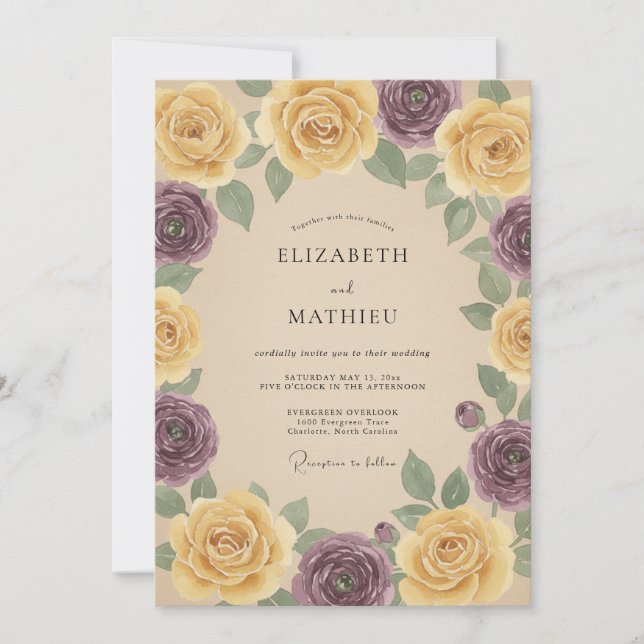 Mustard Plum Timeless Autumn Wedding Invitation (Front)