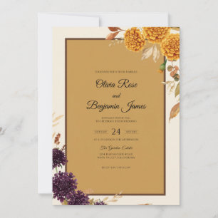 Mustard Purple Allium Eucalyptus Wedding Invitation