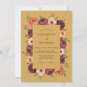 Mustard Ranunculus Eucalyptus Wedding Invitation