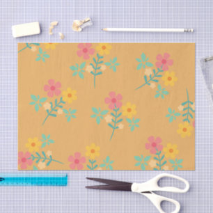 Mustard Retro Daisy Bouquet Pattern Tissue Paper