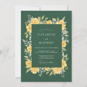 Mustard Rose Emerald Wedding Invitation