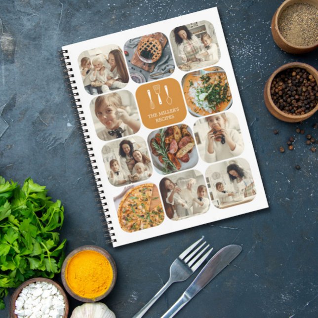 Mustard Round Corners Photo Collage Family Recipes Notebook (Creator Uploaded)