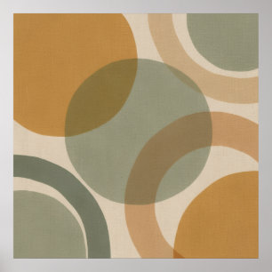 Mustard Sage Retro Circles Poster
