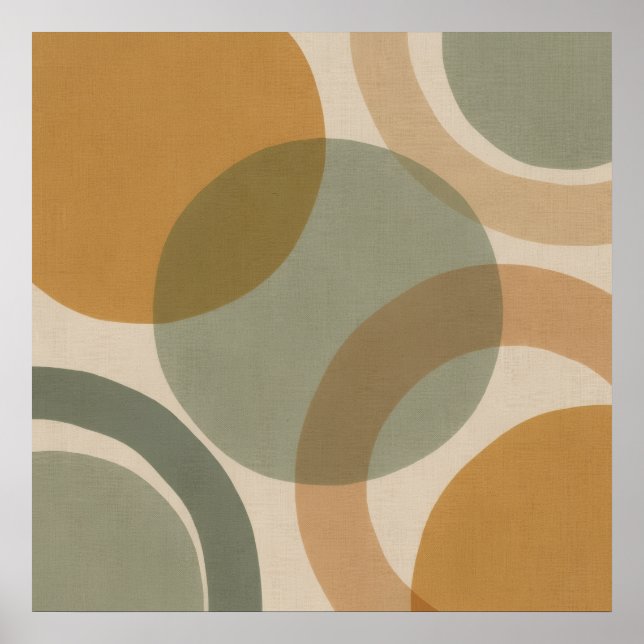 Mustard Sage Retro Circles Poster (Front)