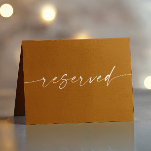 Mustard script minimalist wedding reserved sign