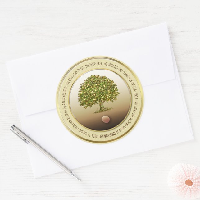 Mustard Seed, Baptism Mailing Accessories, Faith Classic Round Sticker (Envelope)