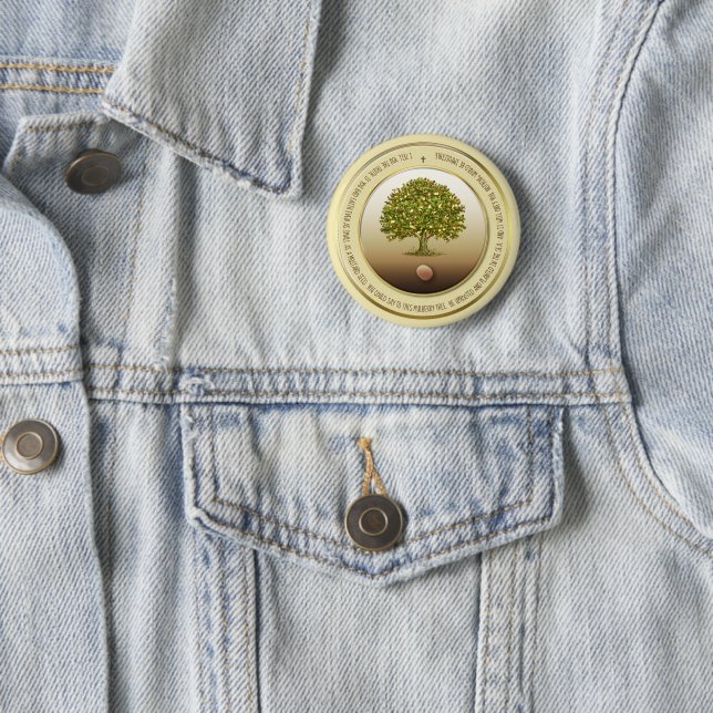 Mustard Seed gift Baptism Button, Faith Accessory 6 Cm Round Badge (In Situ)