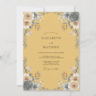 Mustard Slate Painted Wedding Invitation