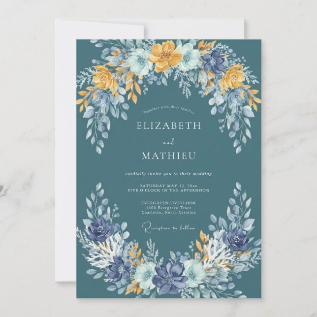 Mustard Slate Vine Wedding Invitation (Front)