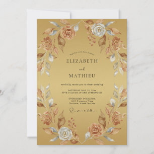 Mustard Soft Terracotta Wreath Wedding Invitation