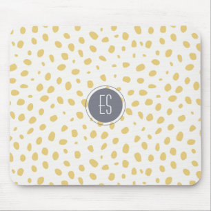 Mustard Speckle Pattern Monogram Mouse Mat