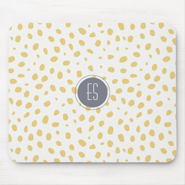 Mustard Speckle Pattern Monogram Mouse Mat (Front)