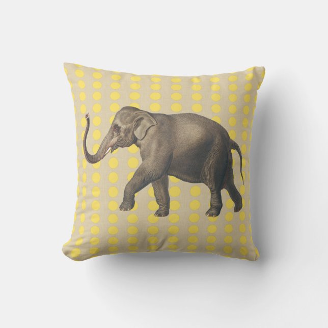 Mustard Spice Moods Dots with Elephant Cushion (Front)