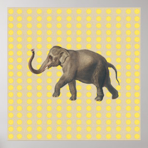Mustard Spice Moods Dots with Elephant Poster