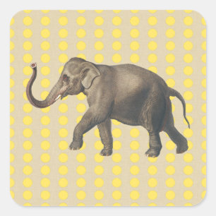 Mustard Spice Moods Dots with Elephant Square Sticker