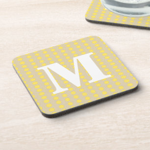 Mustard Spice Moods Dots with monogram Coaster