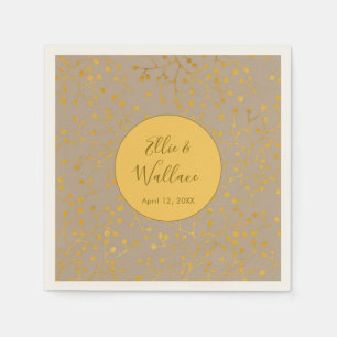 Mustard Spice Wedding Elegant Twig Pattern Napkin