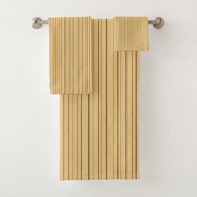 Mustard Stripe Pattern Bath Towel Set (Insitu)