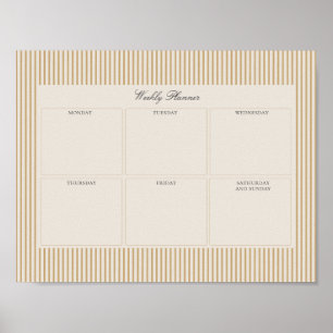 Mustard Striped weekly plannner printable Poster