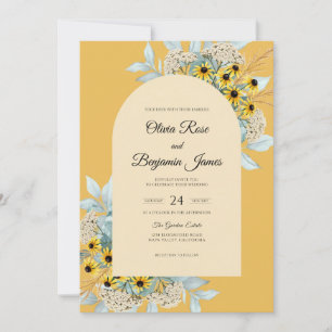 Mustard Sunflower Azure Eucalyptus Wedding Invitation