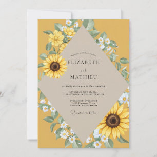 Mustard Sunflower Sage Wedding Invitation