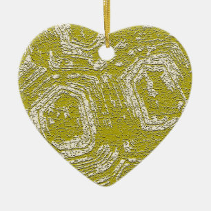 Mustard Tortoise Shell abstract print by LeahG Ceramic Tree Decoration