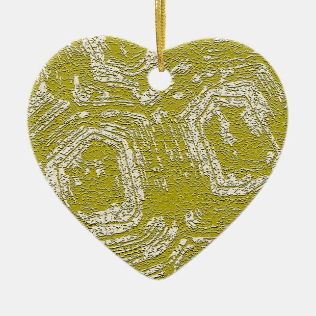 Mustard Tortoise Shell abstract print by LeahG Ceramic Tree Decoration (Front)