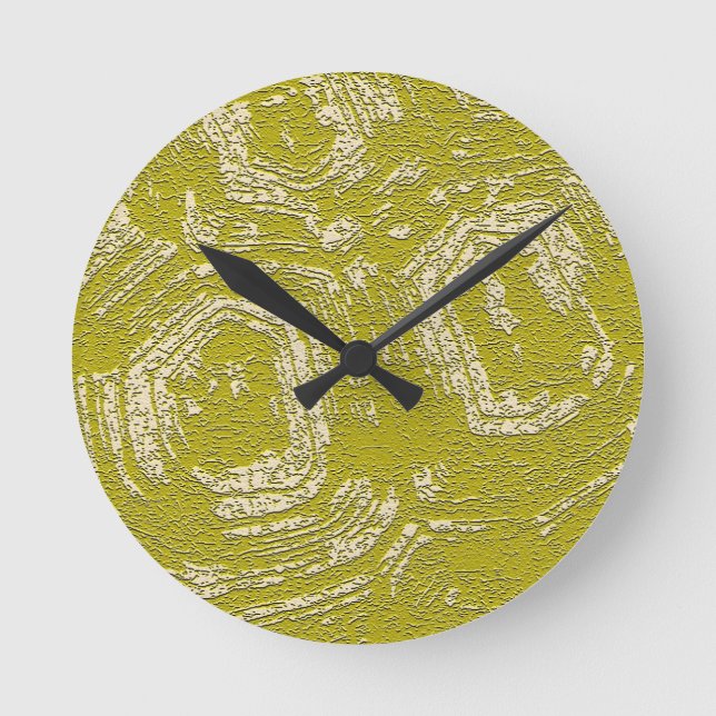 Mustard Tortoise Shell abstract print by LeahG Round Clock (Front)