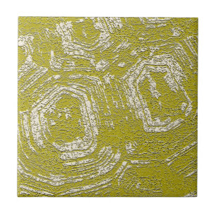 Mustard Tortoise Shell abstract print by LeahG Tile