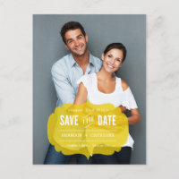 Mustard Transparent Label | Save the Date Postcard