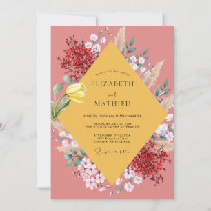 Mustard Tulip Terracotta Eucalyptus Wedding Invitation