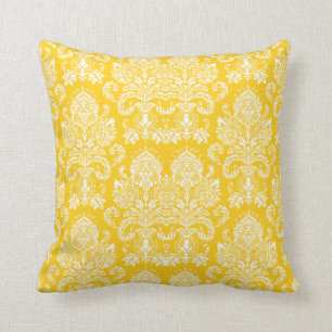 Mustard Victorian Damask Cushion