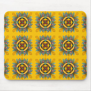 Mustard Victorian Tile Design Mouse Mat