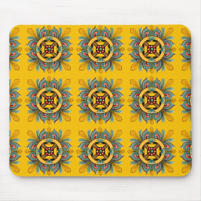 Mustard Victorian Tile Design Mouse Mat (Front)