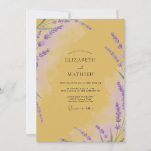 Mustard Violet Blossom Wedding Invitation