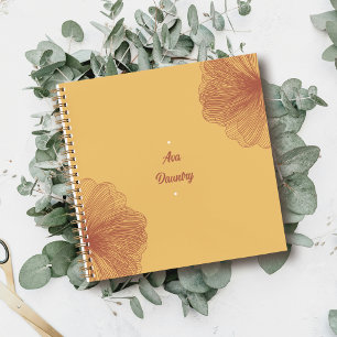Mustard Wash Chic Floral Doodle Notebook