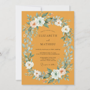 Mustard White Petal Wedding Invitation