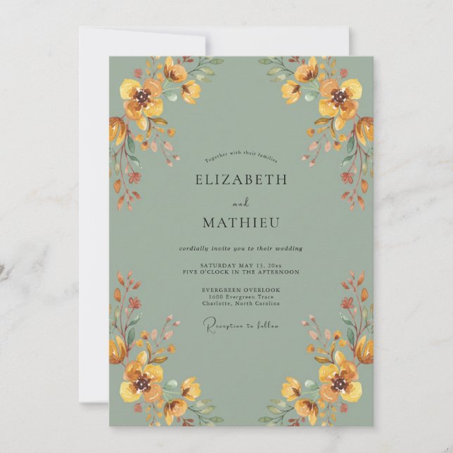 Mustard Wildflower Meadow Wedding Invitation (Front)