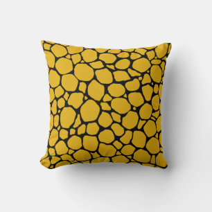 Mustard Yellow and Black Turtle Shell Print Cushion